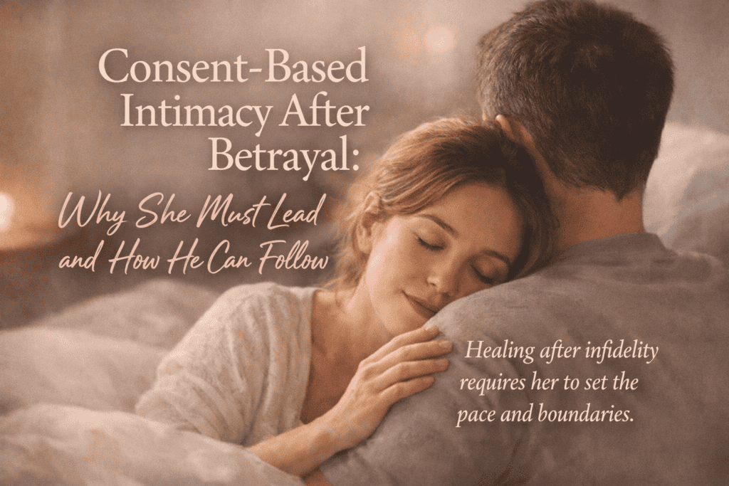 consent-based intimacy after betrayal when she must lead
